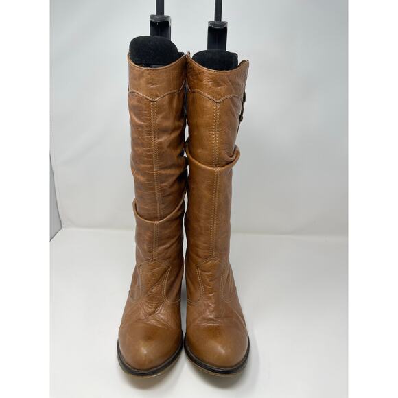 Steve Madden Gammbble Boots Women's 8M Tan Western Leather Cowgirl Country - Picture 1 of 9